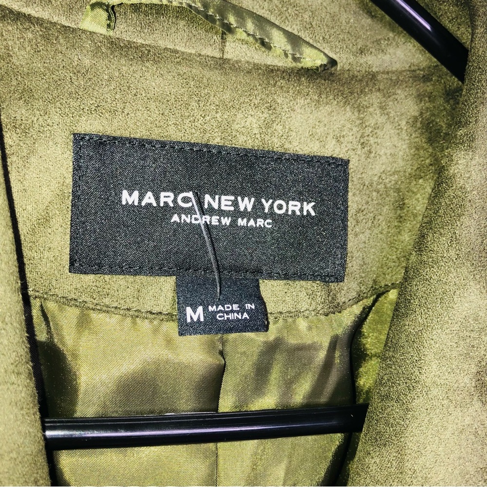 NWT Marc New York Olive Suede Front Zip Jacket, Size M - Picture 6 of 7